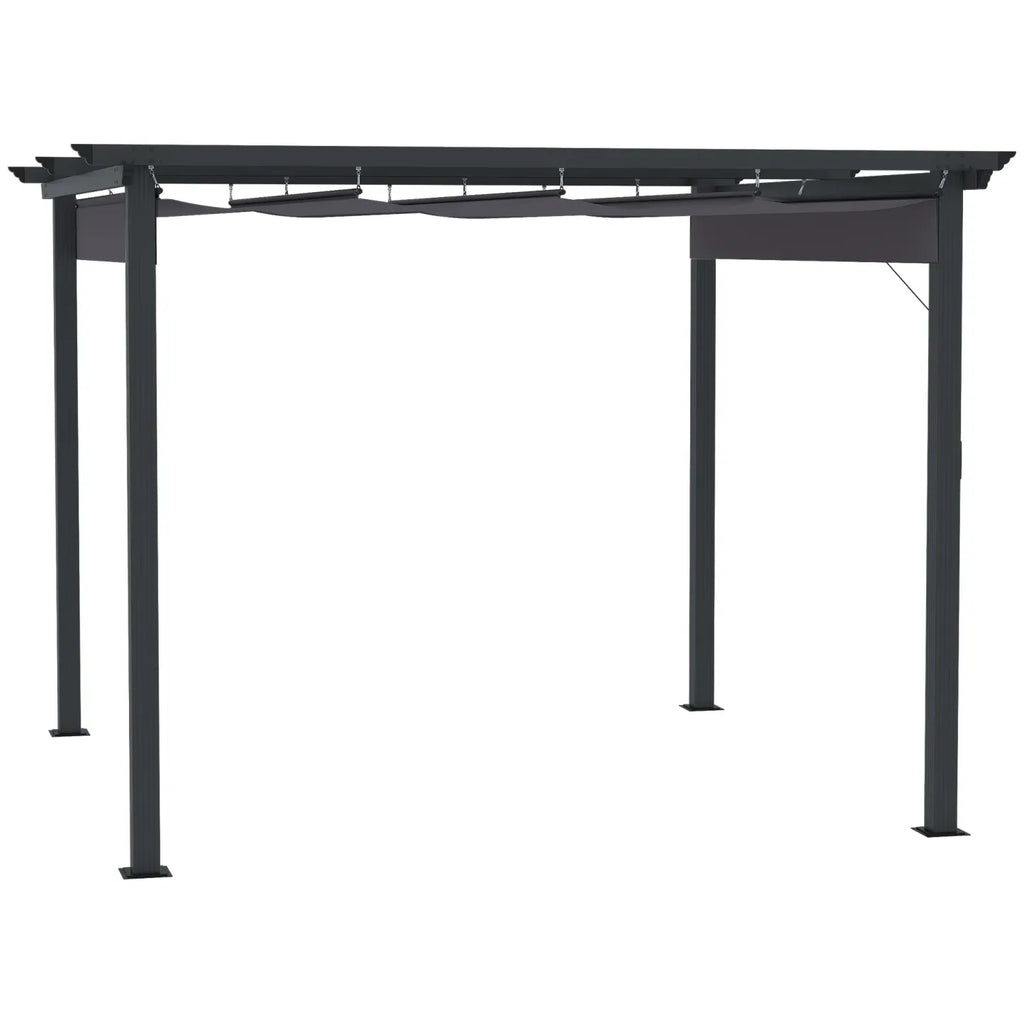 Outsunny Pergola 2,95x2,95 m mit Schiebedach Grau