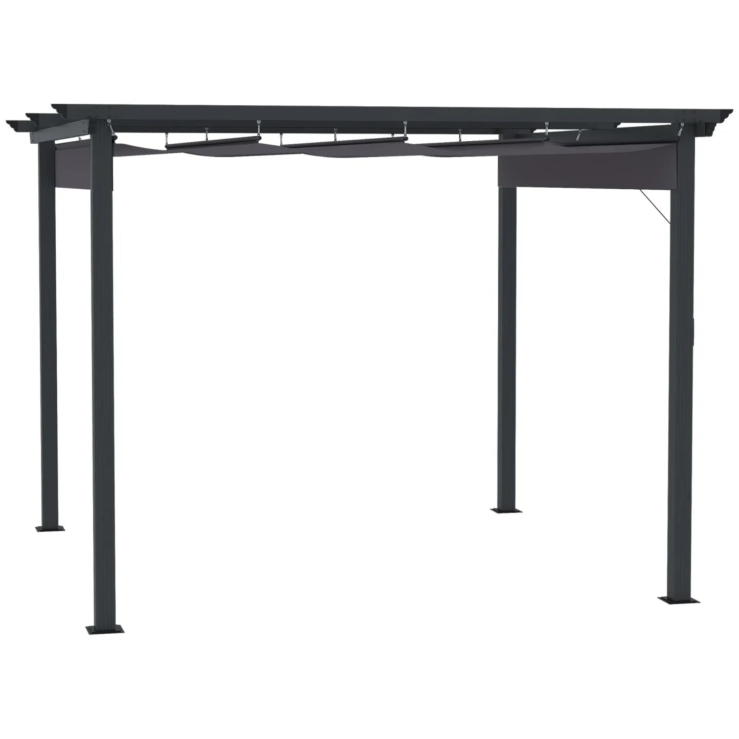 Outsunny Pergola 2,95x2,95 m mit Schiebedach Grau
