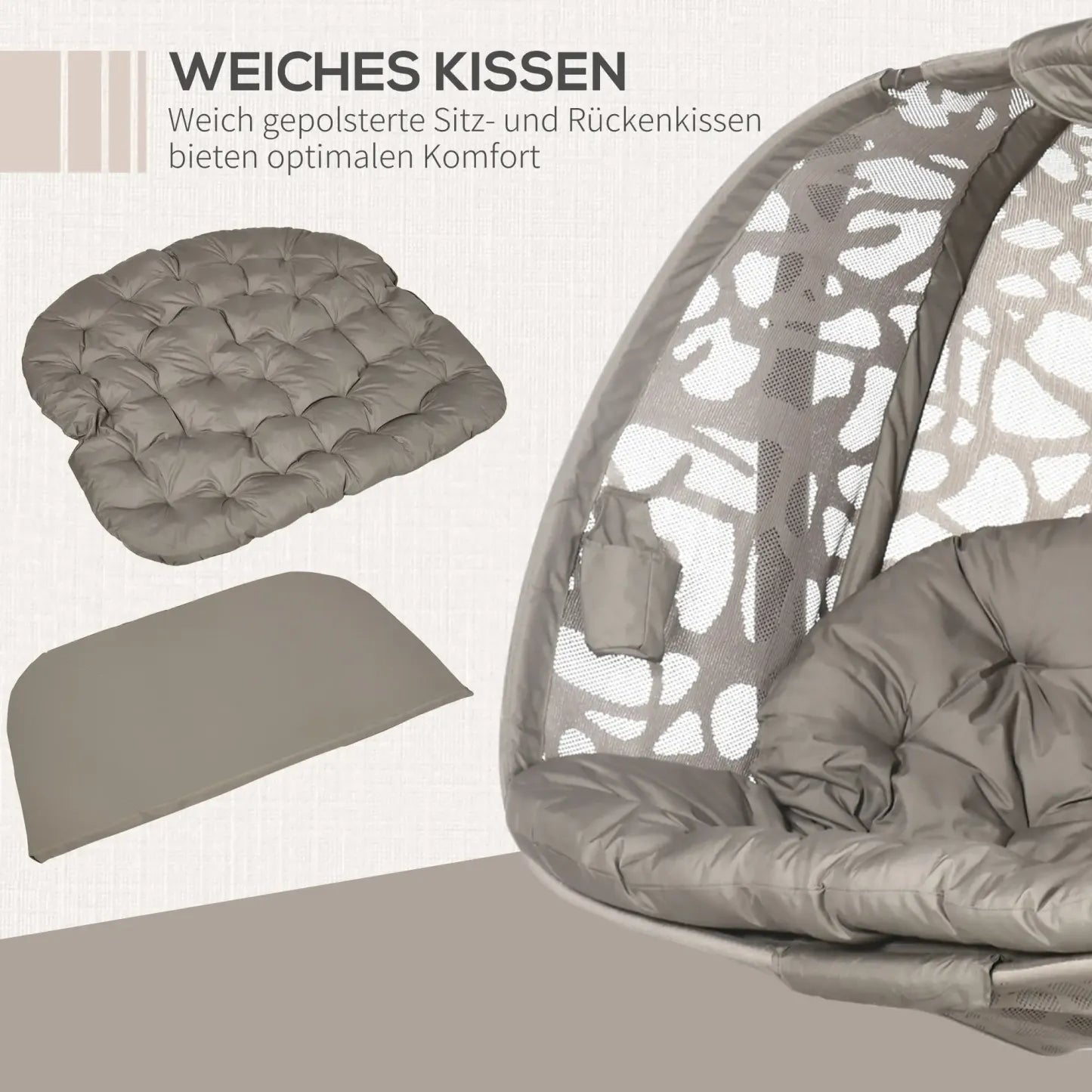 Outsunny Hängesessel 2-Sitzer klappbar mit Dach und Kissen Sand