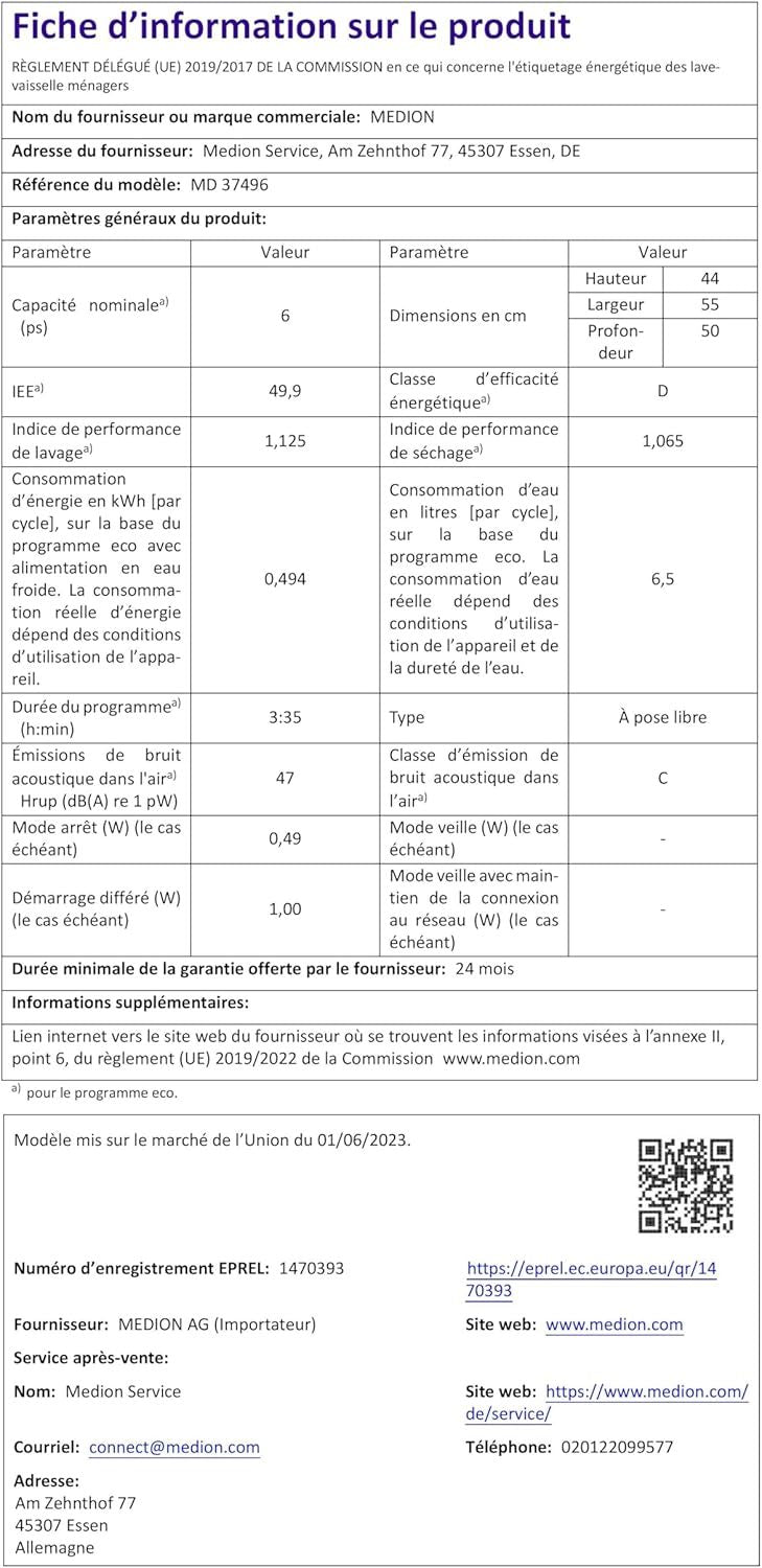 MEDION Tischgeschirrspüler DWT60 (6 Gedecke Fassungsvermögen, 7 Programme, ECO Programm, ca. 6,5 Liter Verbrauch, AquaStop, LED Display, Kindersicherung, MD37496) silber