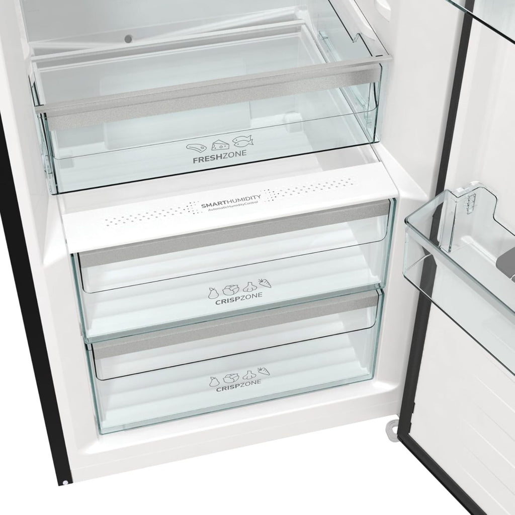 Gorenje R 619 DAXL6 Kühlschrank/AdaptTech/FreshZone/Schnellkühlfunktion/Umluft-Kühlsystem/LED Display / 398l / 185cm / EEK D/Edelstahl