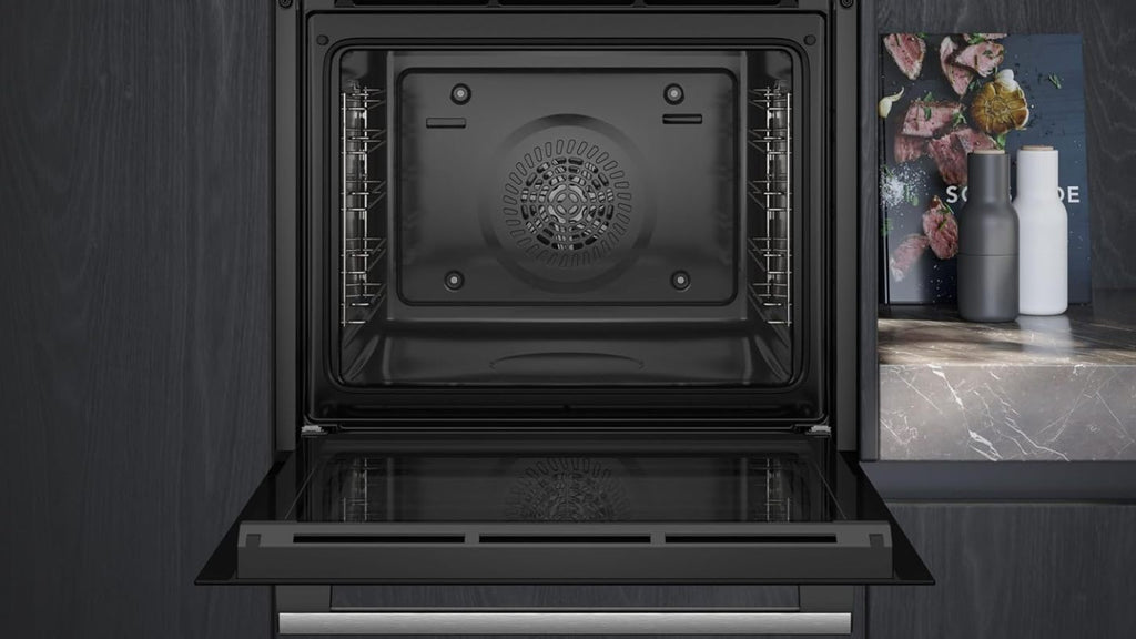 Siemens HB572ABS3, iQ300, Einbau-Backofen 60 x 60 cm, Air Fry, activeClean Pyrolyse Selbstreinung, LED-Touchbedienung, 3D Heißluft, Schnellaufheizung, cookControl10 Automatikprogramme, Edelstahl