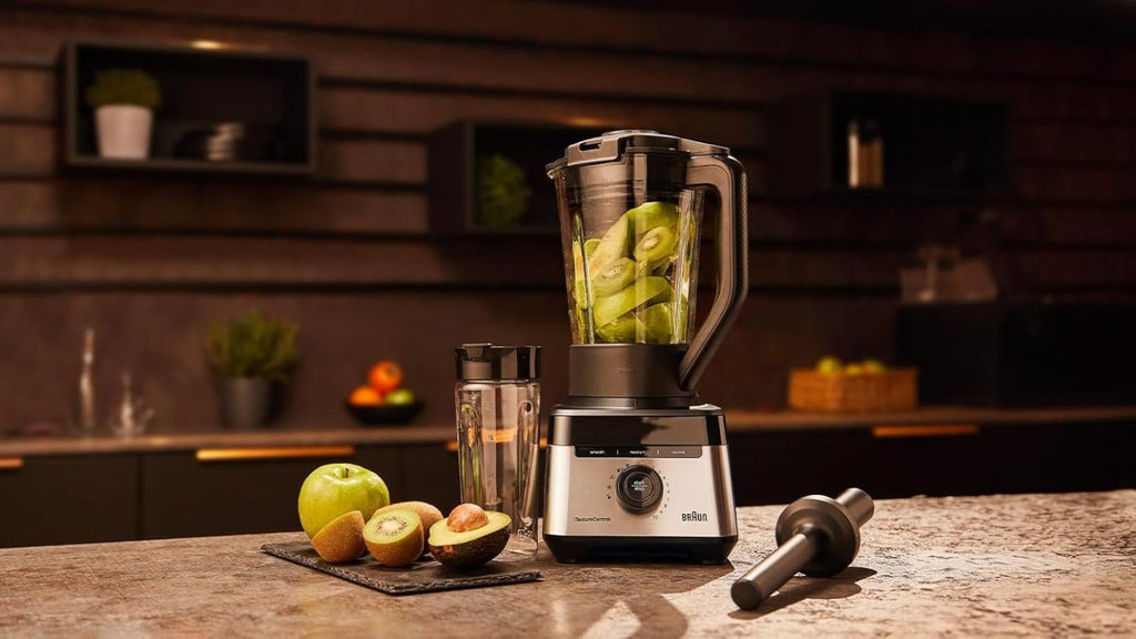 Braun PowerBlend 9 JB9040 Hochleistungsmixer – Mixer mit Tritan-Krug, 18 Mixprogramme, 10 Geschwindigkeiten + Pulsfunktion, Heißsuppenfunktion, Reinigungsprogramm, Ausguss, 1600 W, Schwarz