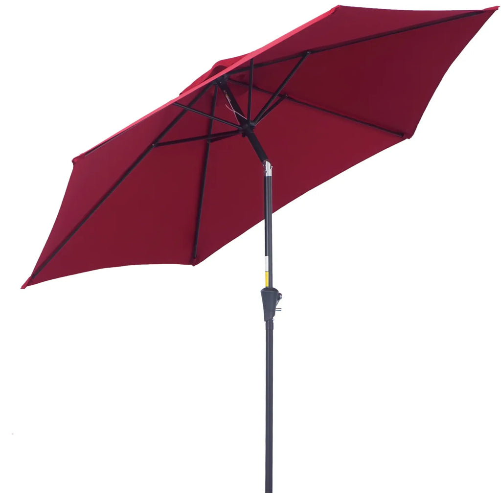 Outsunny Sonnenschirm Kippfunktion Handkurbel Aluminium Rot