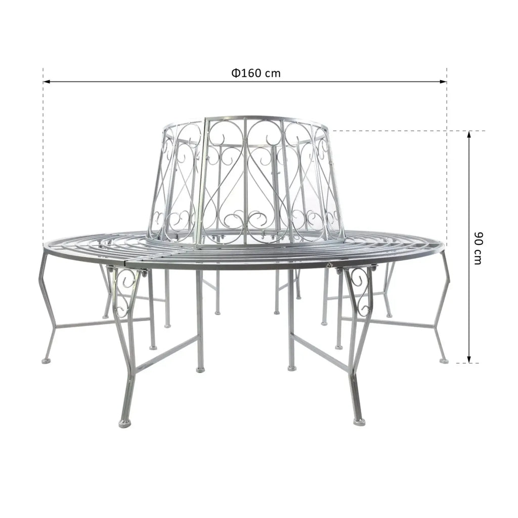 Outsunny Baumbank Rundbank 360° Design große Sitzfläche Metall