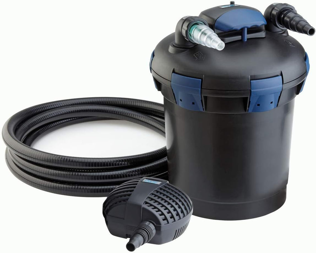 OASE 50499 Druckfilter BioPress Set 4000, Teichfilter Filterset zur effektiven und raschen Algenbekäpfung, Komplettset inkl Filterpumpe und UVC Klärer