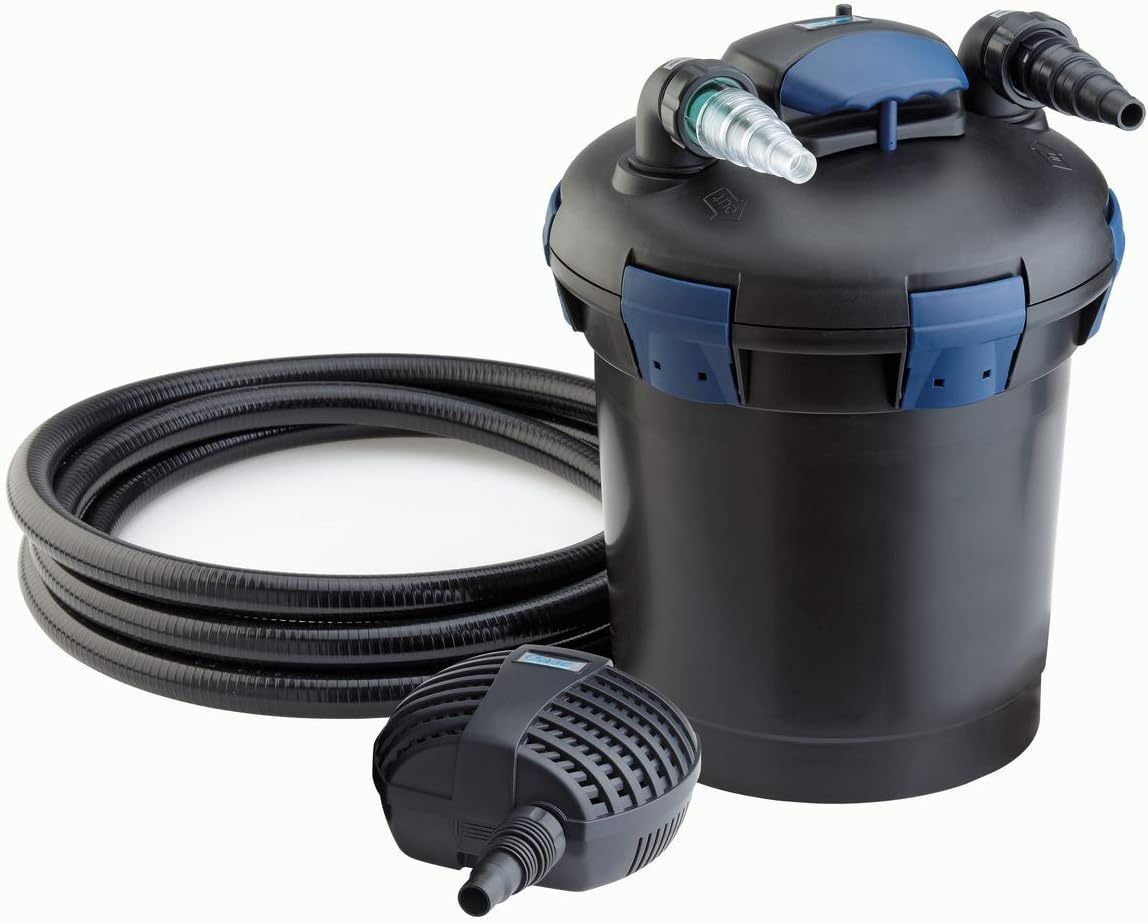 OASE 50499 Druckfilter BioPress Set 4000, Teichfilter Filterset zur effektiven und raschen Algenbekäpfung, Komplettset inkl Filterpumpe und UVC Klärer