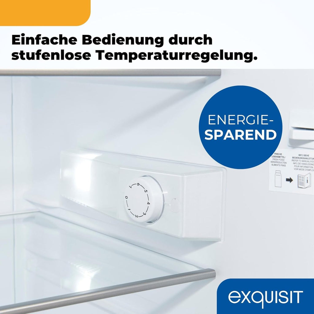 Exquisit Kühlschrank ohne Gefrierfach, 133 Liter, Vollraumkühlschrank freistehend, Türanschlag Wechselbar, KS516-V-H-010D weiss