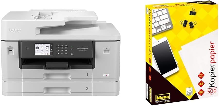 Brother MFC-J6940DW DIN A3 4-in-1 Farbtintenstrahl-Multifunktionsgerät (2 x 250 Blatt Papierkassette, Drucken, scannen, kopieren, faxen), Weiß, Mittel