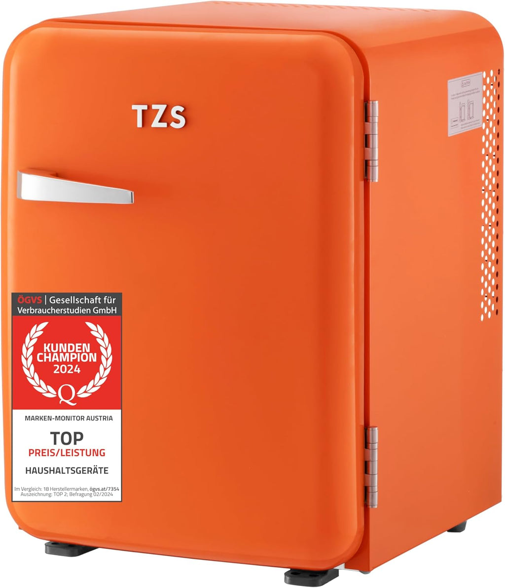 TZS First Austria lautloser Minikühlschrank | Retro Design | Einstellbare Kühlleistung | Türgriff |Thermoelektrisches Kühlsystem | 40L | creme