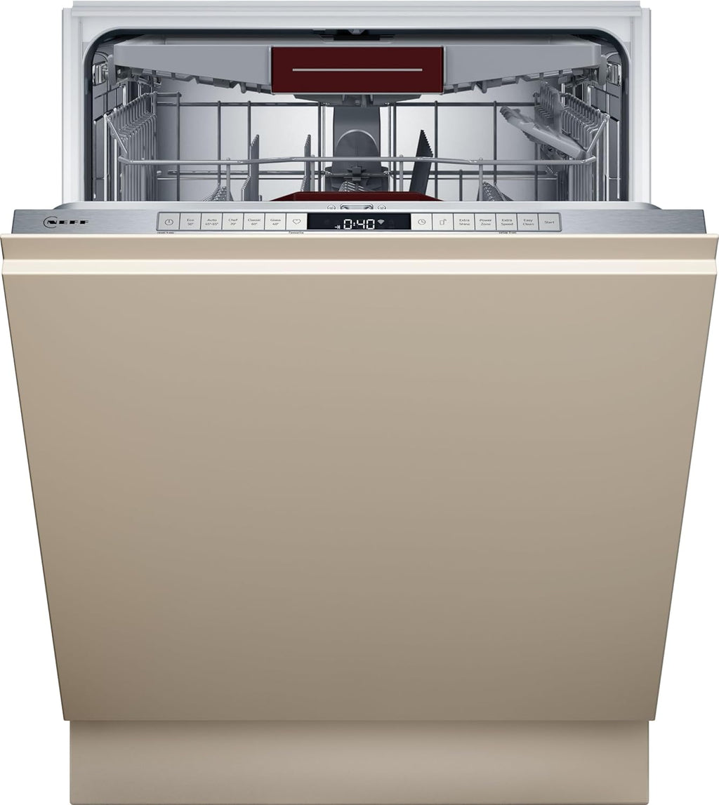NEFF S157YCX03E, N 70, Smarter Geschirrspüler Vollintegriert, 60 cm, Besteckschublade, Made in Germany, Zeolith-Trocknung, besonders leise Spülmaschine, höhenverstellbarer Oberkorb, starker Sprühdruck