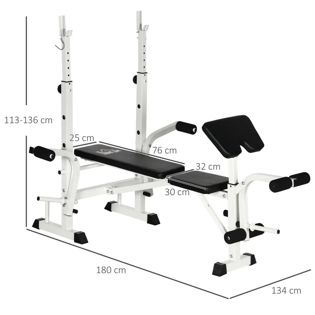 HOMCOM Trainingsbank höhenverstellbar mit Beinpresse und Bizepscurl