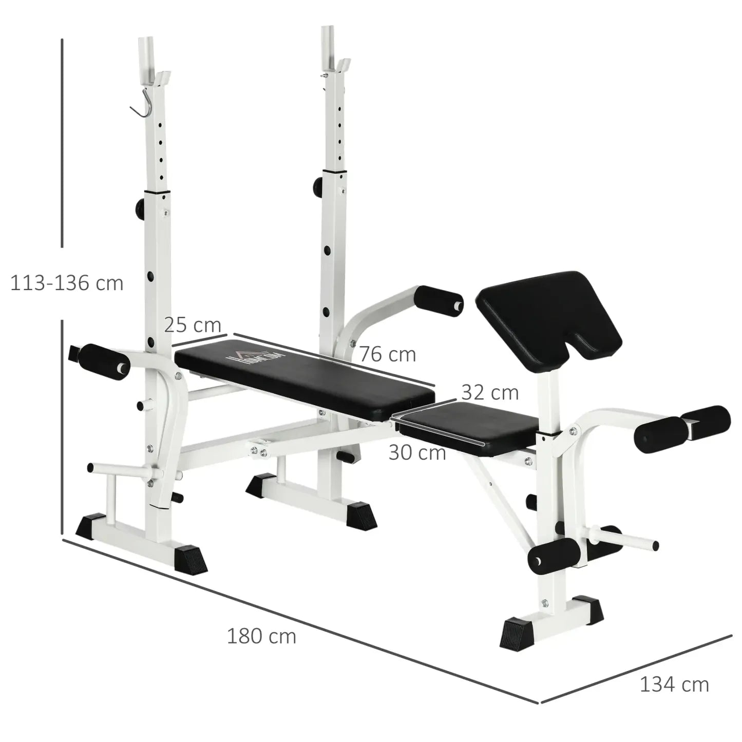 HOMCOM Trainingsbank höhenverstellbar mit Beinpresse und Bizepscurl