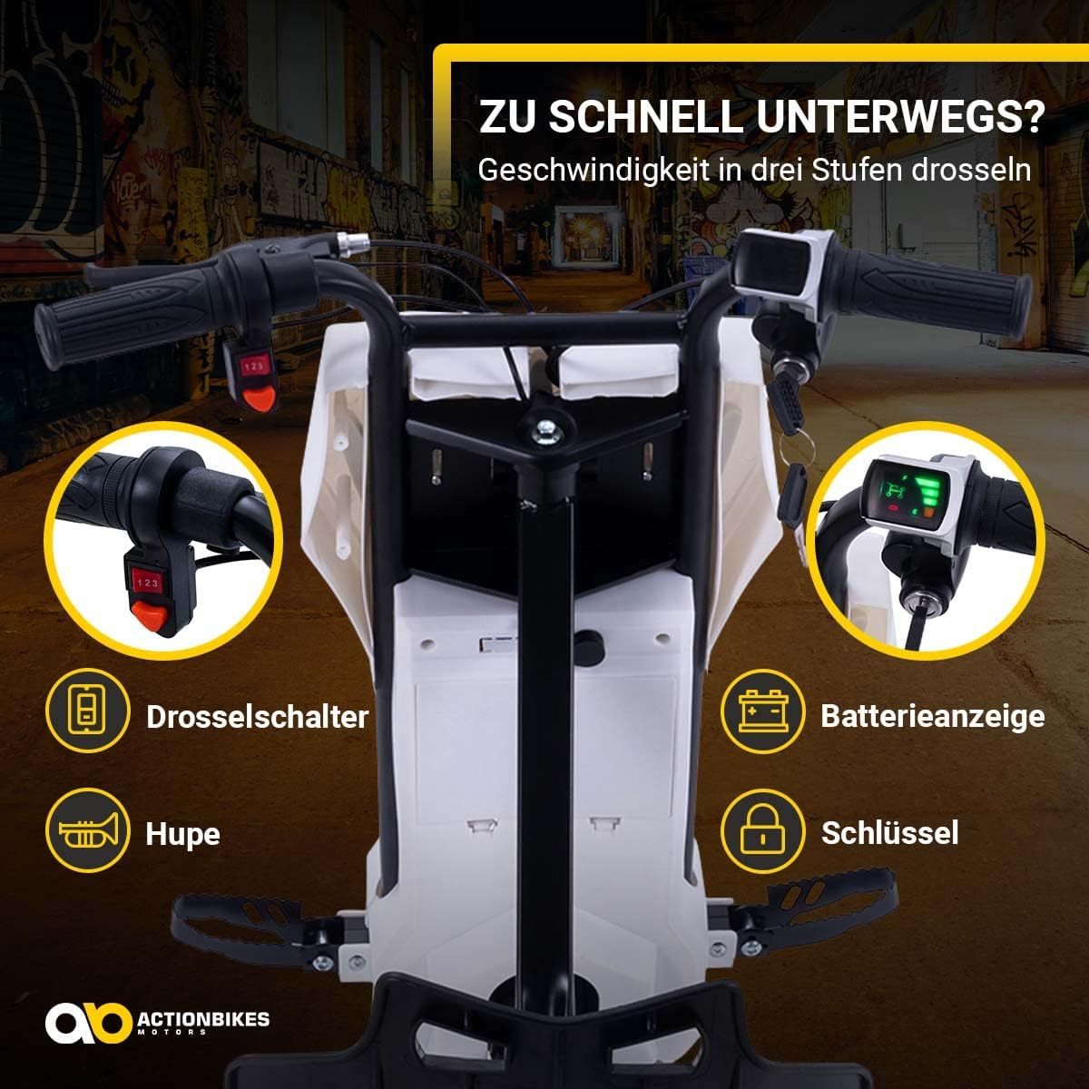 Actionbikes Motors Kinder Elektro Driftscooter | 𝟐𝟓𝟎 Watt Motor - Drift Cart 360°- 3 Geschwindigkeitsstufen - LED-Beleuchtung - Sitz verstellbar - Bluetooth - Drift Kart - Drift Auto (Space Purple)