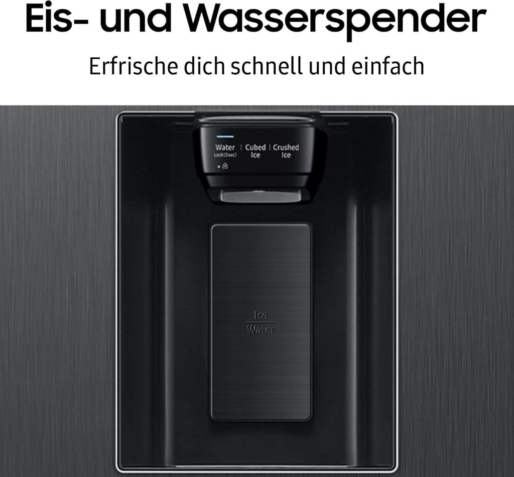Samsung RS64DG53R3B1EF Side-by-Side-Kühlschrank mit Gefrierfach, 178 cm, 628 l, SmartThings AI Energy Mode, Eis- und Wasserspender, Slim Ice Maker, Premium Black Steel