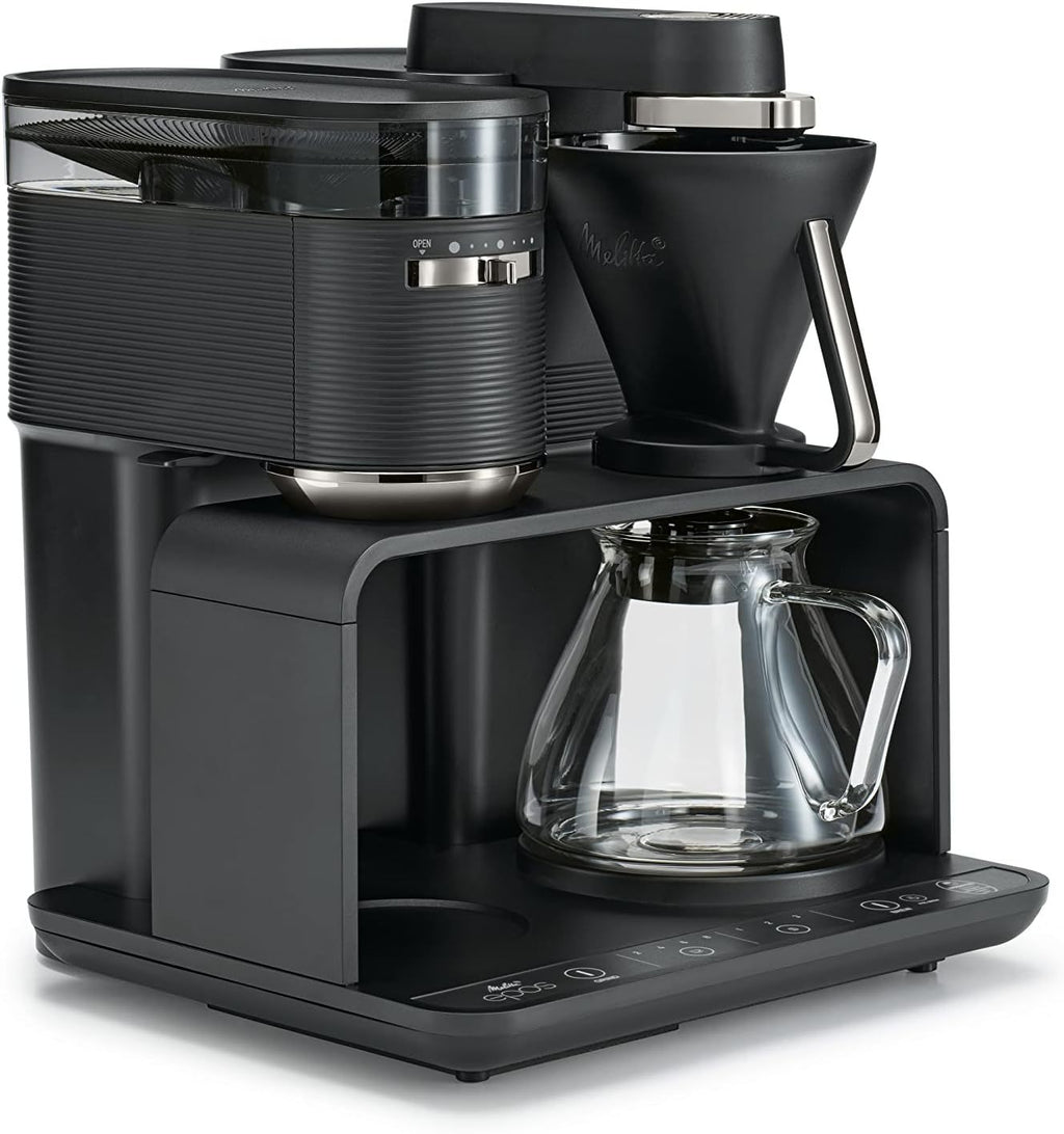Melitta EPOS Kaffeemaschine mit Mahlwerk, schwarz-silber