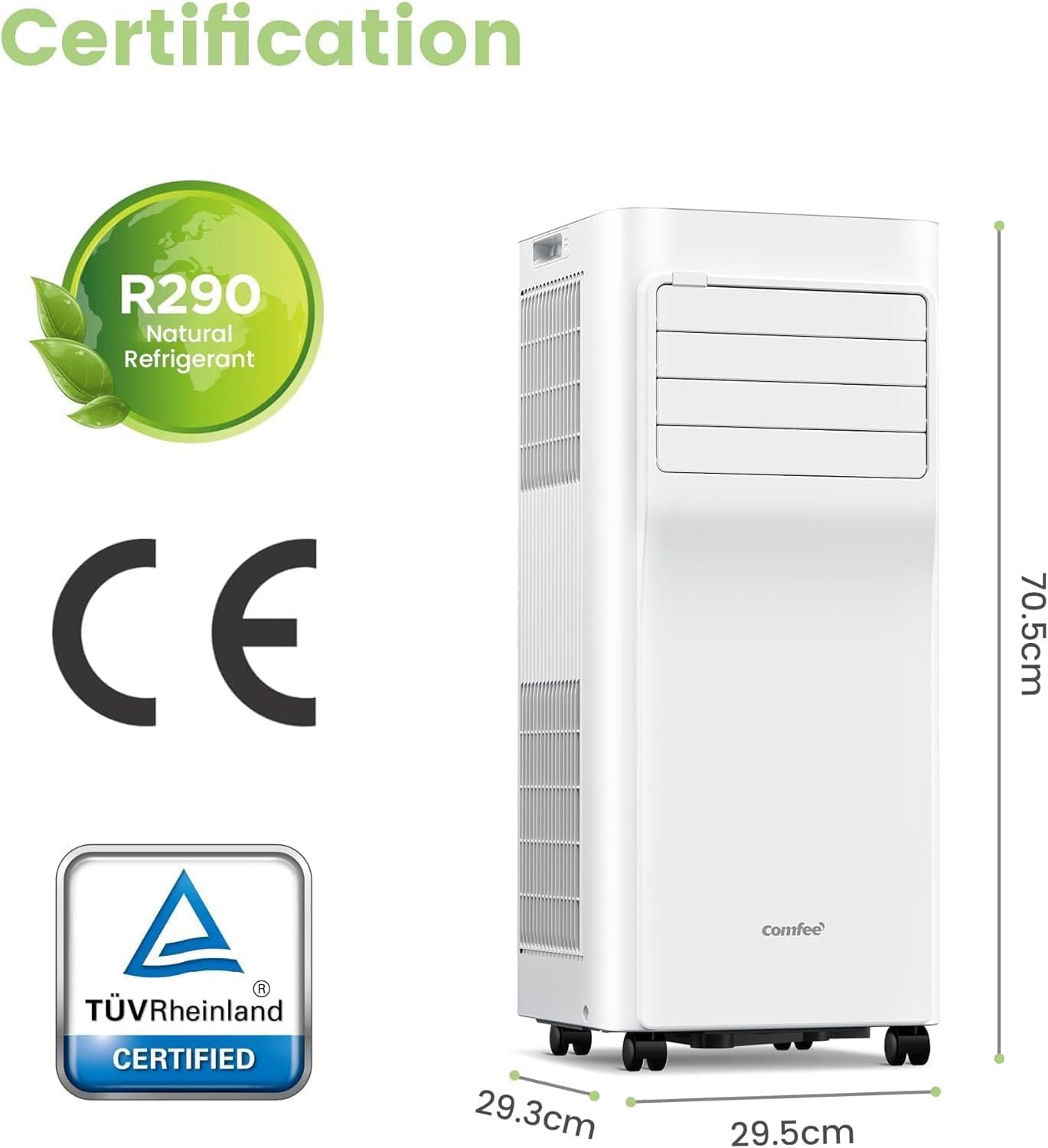 Comfee Mobiles Klimagert Easy Cool 2.0, 7000 BTU 2,0kW, Kühlen&Ventilieren&Entfeuchten, Raumgre bis 68m(25㎡), APP-Steuerung/Alexa/Google Home/IFTTT, Mobile Klimaanlage mit Abluftschlauch