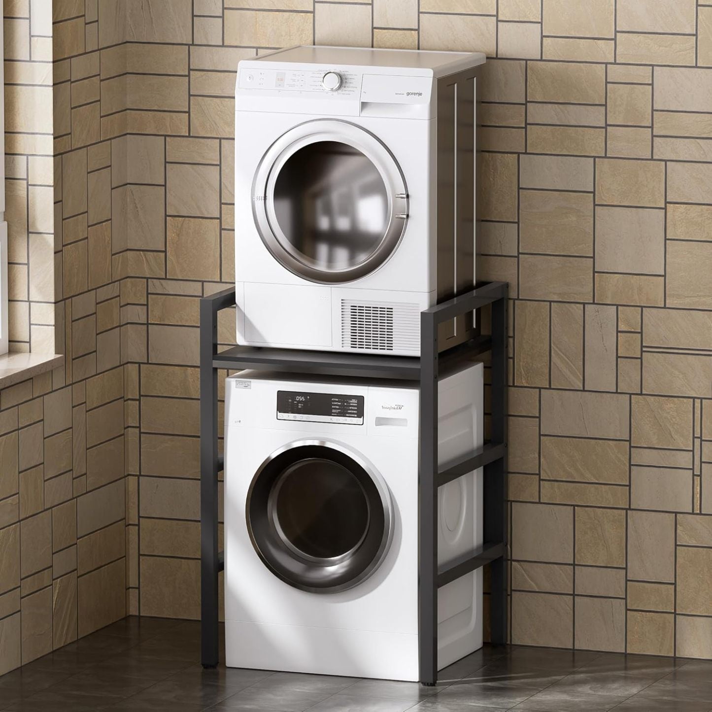 MSFE Regal über Waschmaschine,Höhenverstellbarer Wäschetrocknerständer,Lagerregal über der Waschmaschine, Tragfähigkeit 350 kg,für Waschmaschine und Trockner,73 * 64 * 110cm,Patentiertes Produkt