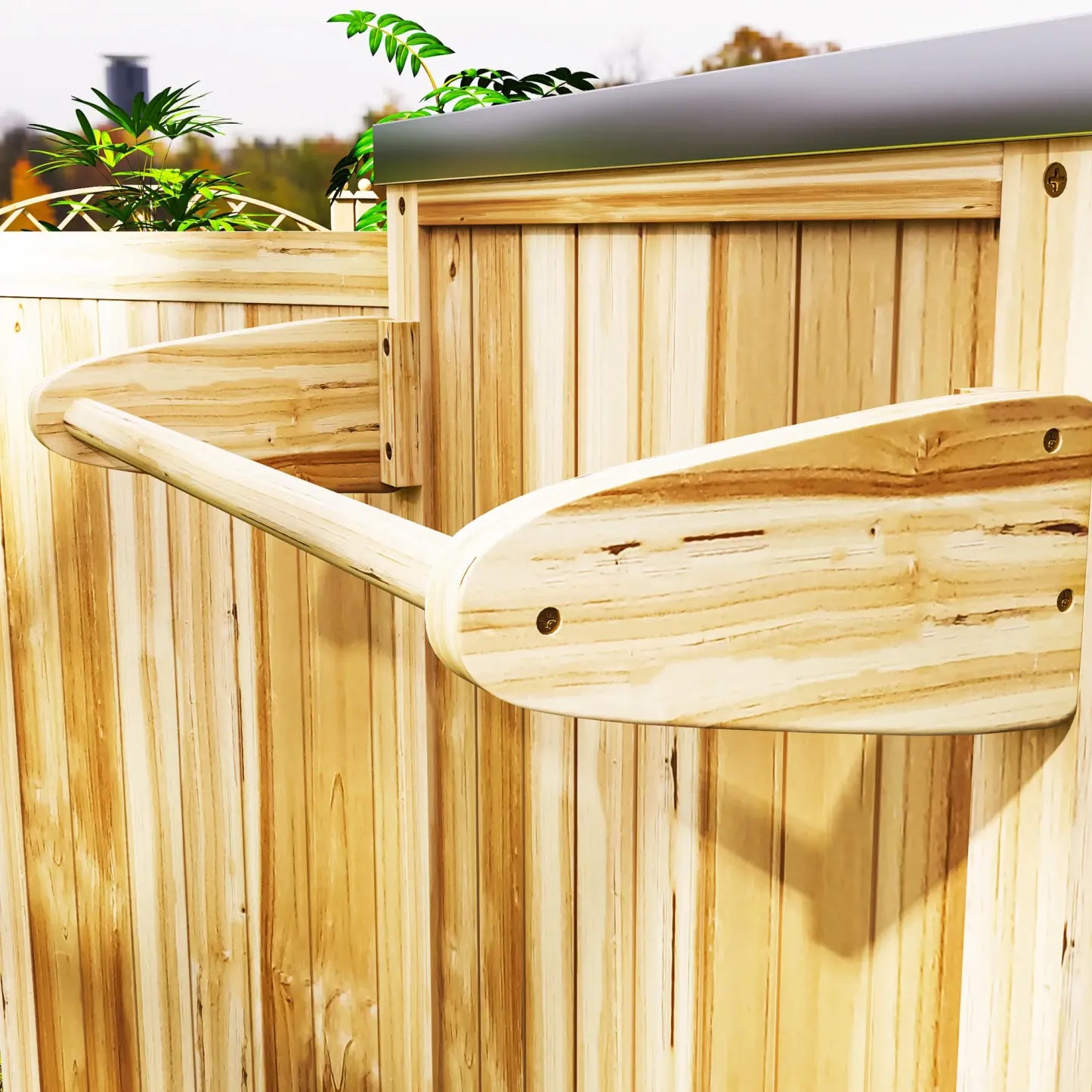 Outsunny Grillwagen Outdoor Kücheninsel mit Rollen Massivholz