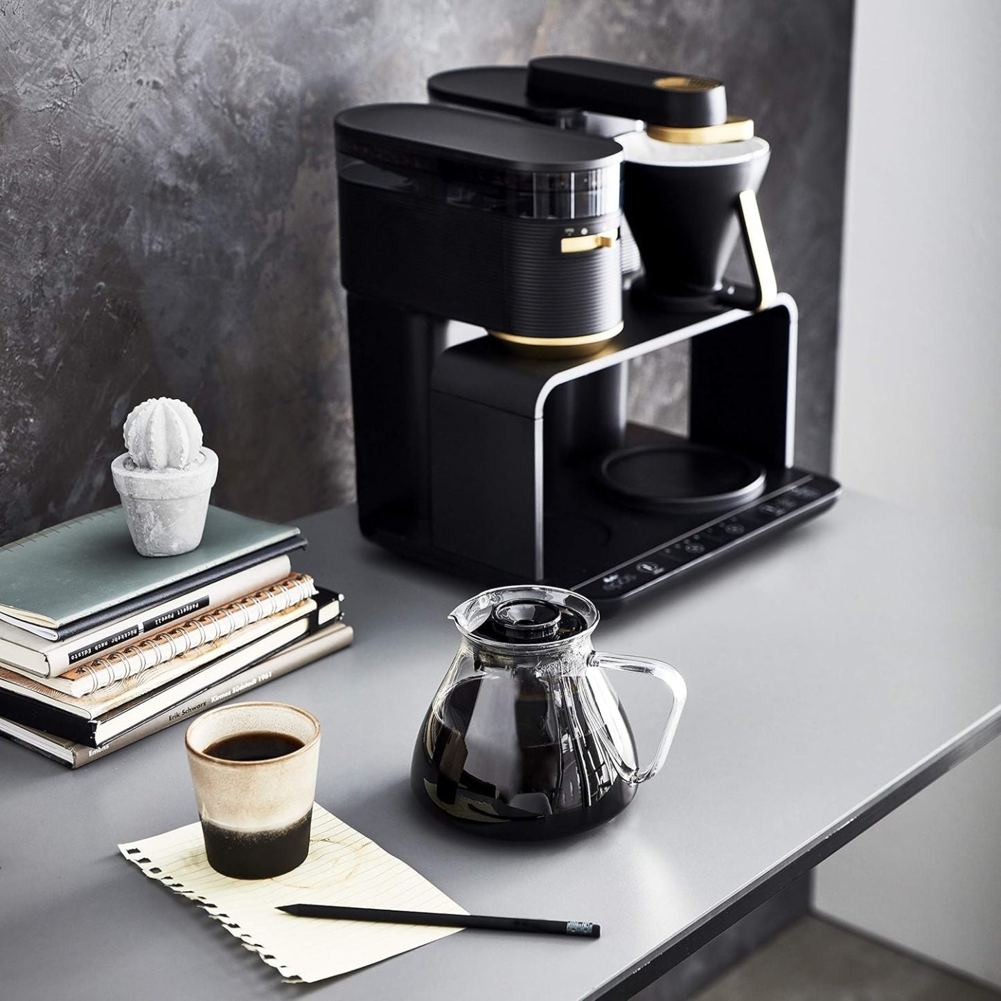 Melitta EPOS Kaffeemaschine mit Mahlwerk, schwarz-silber