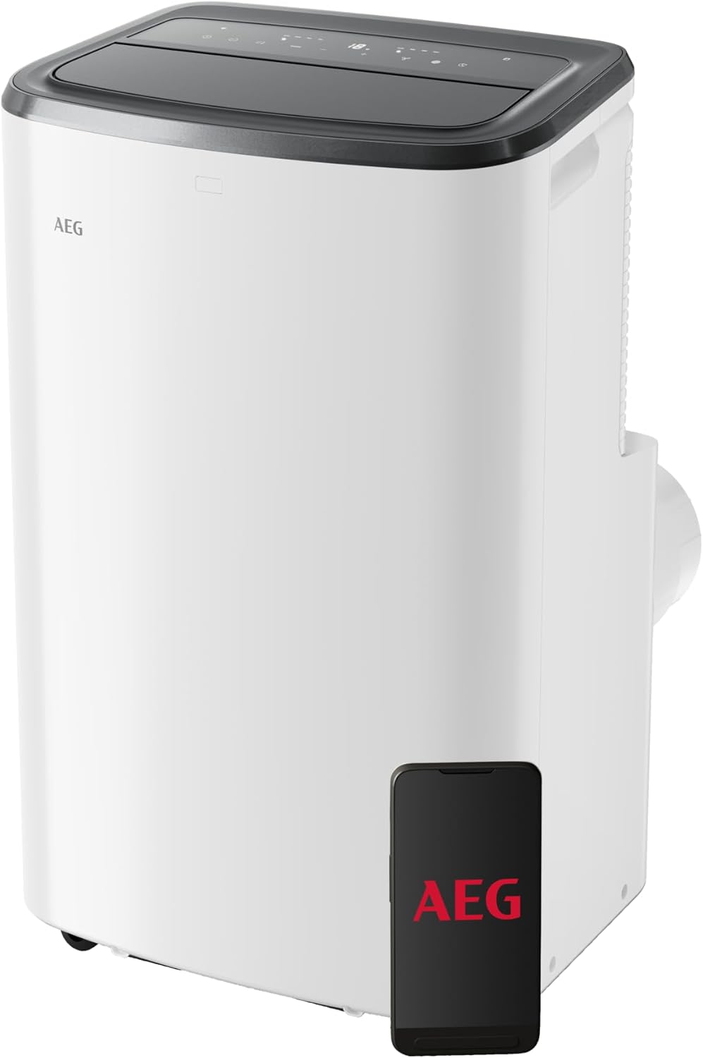AEG Chillflex Pro AXP26U338CW mobile Klimaanlage / LED Display / Touch-Buttons / Fernbedienung / 30-40 m² / Kühlfunktion / Ventilator / Entfeuchtungsfunktion / Automatik / weiß/silber/schwarz