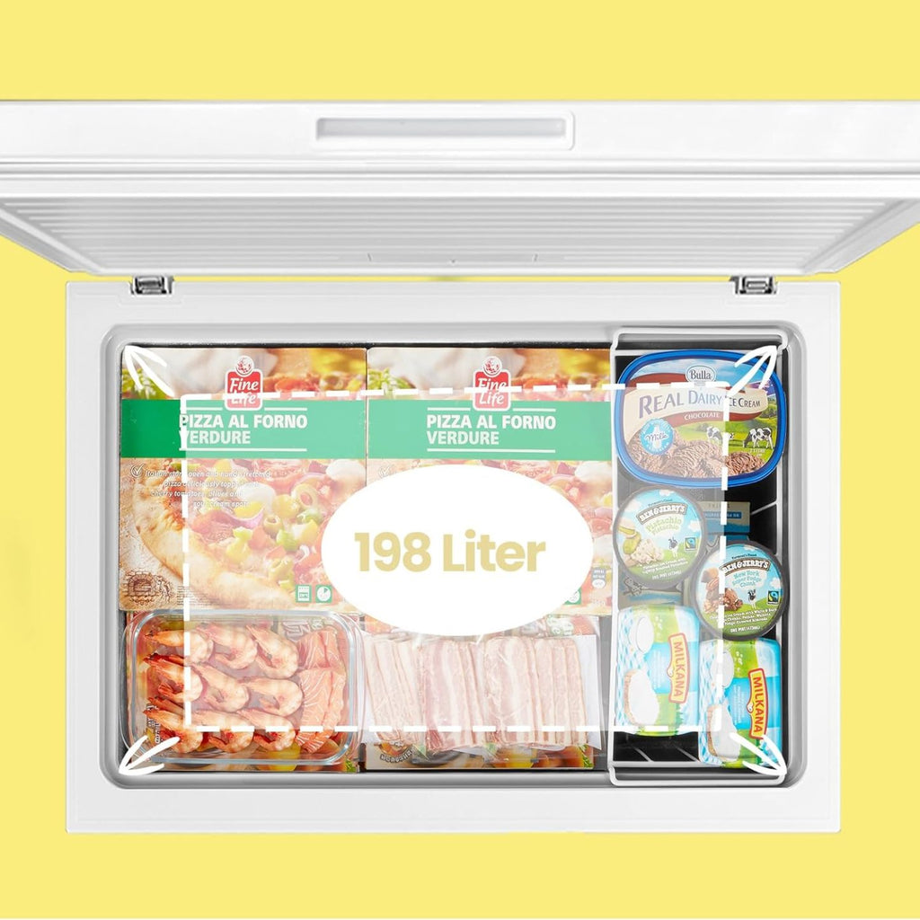 Comfee RCC100WH2(E) Gefriertruhe/169 kWh/Jahr/85cm hoch/99L/38dB/Geringe Lautstärke/Hoch effizientesD-förmigesRohr/Geeignet für verschiedene Einsatzszenarien/Einstellbarer Temperaturregler/Weiß