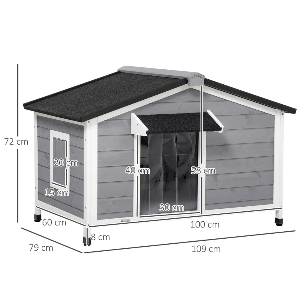 PawHut Hundehütte Outdoor aufklappbares Dach wetterfest Massivholz