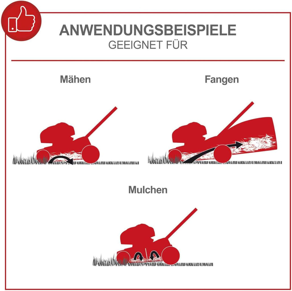 Scheppach Benzin Rasenmäher MS150-42 - 3,5PS | Schnittbreite 42cm | Radantrieb | Stahlgehäuse | Reinigungsfunktion | Mulchfunktion | 45 Liter Fangkorb | Höhenverstellung in 7 Stufen (25-75mm)