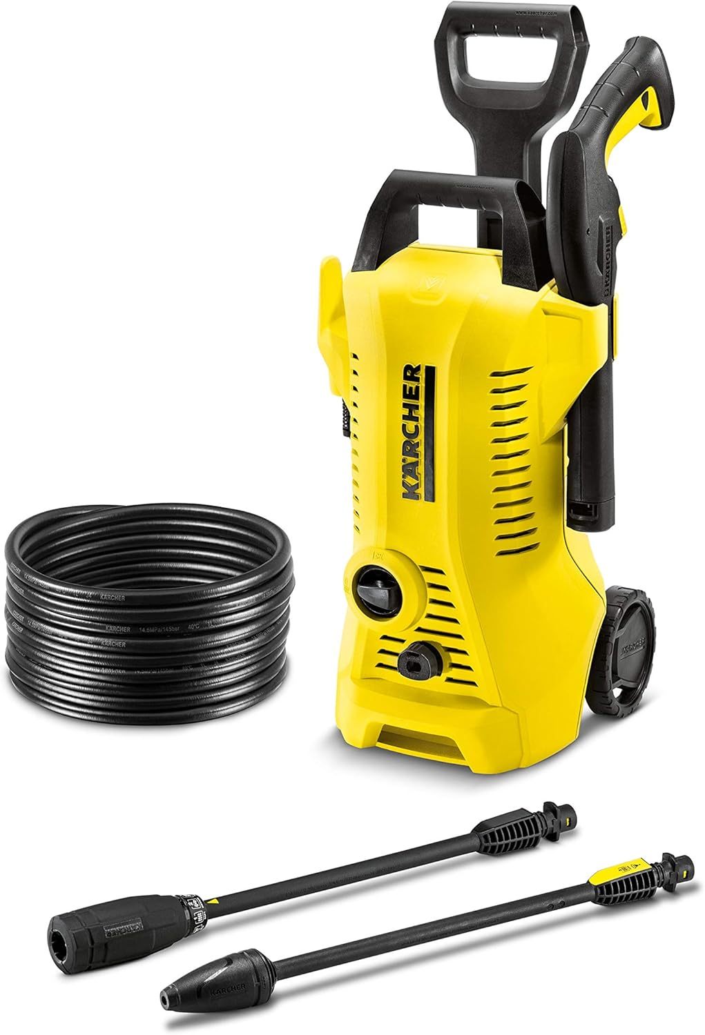 Krcher Hochdruckreiniger K Mini, leicht und kompakt, Druck: max. 110 bar, Durchfluss: 360 l/h, Flche: 20 m/h, Gewicht: 3,93 kg, Hochdruckpistole, Dreckfrser, Strahlrohr, Wasserfilter,Schwarz, Gelb