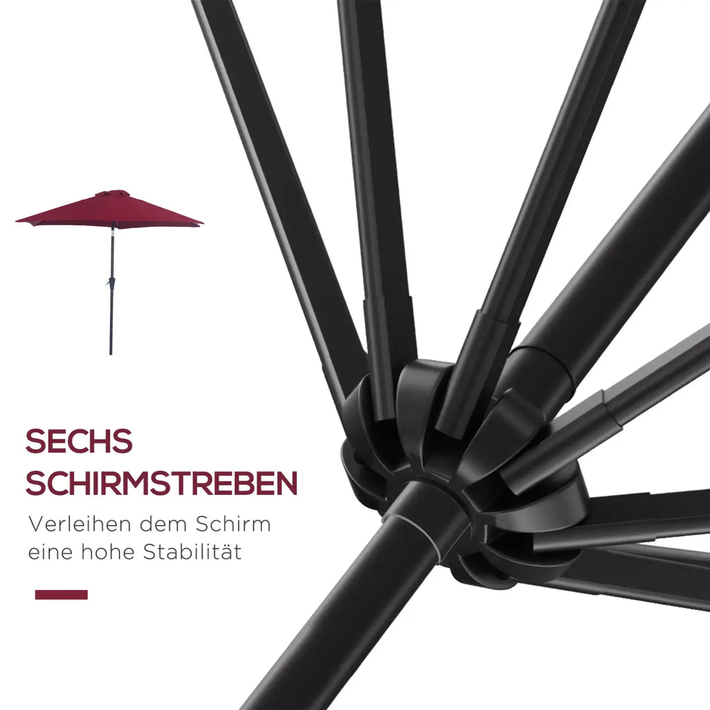 Outsunny Sonnenschirm Kippfunktion Handkurbel Aluminium Rot