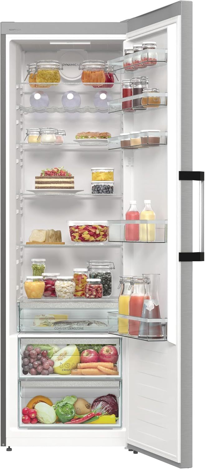Gorenje R 619 DAXL6 Kühlschrank/AdaptTech/FreshZone/Schnellkühlfunktion/Umluft-Kühlsystem/LED Display / 398l / 185cm / EEK D/Edelstahl