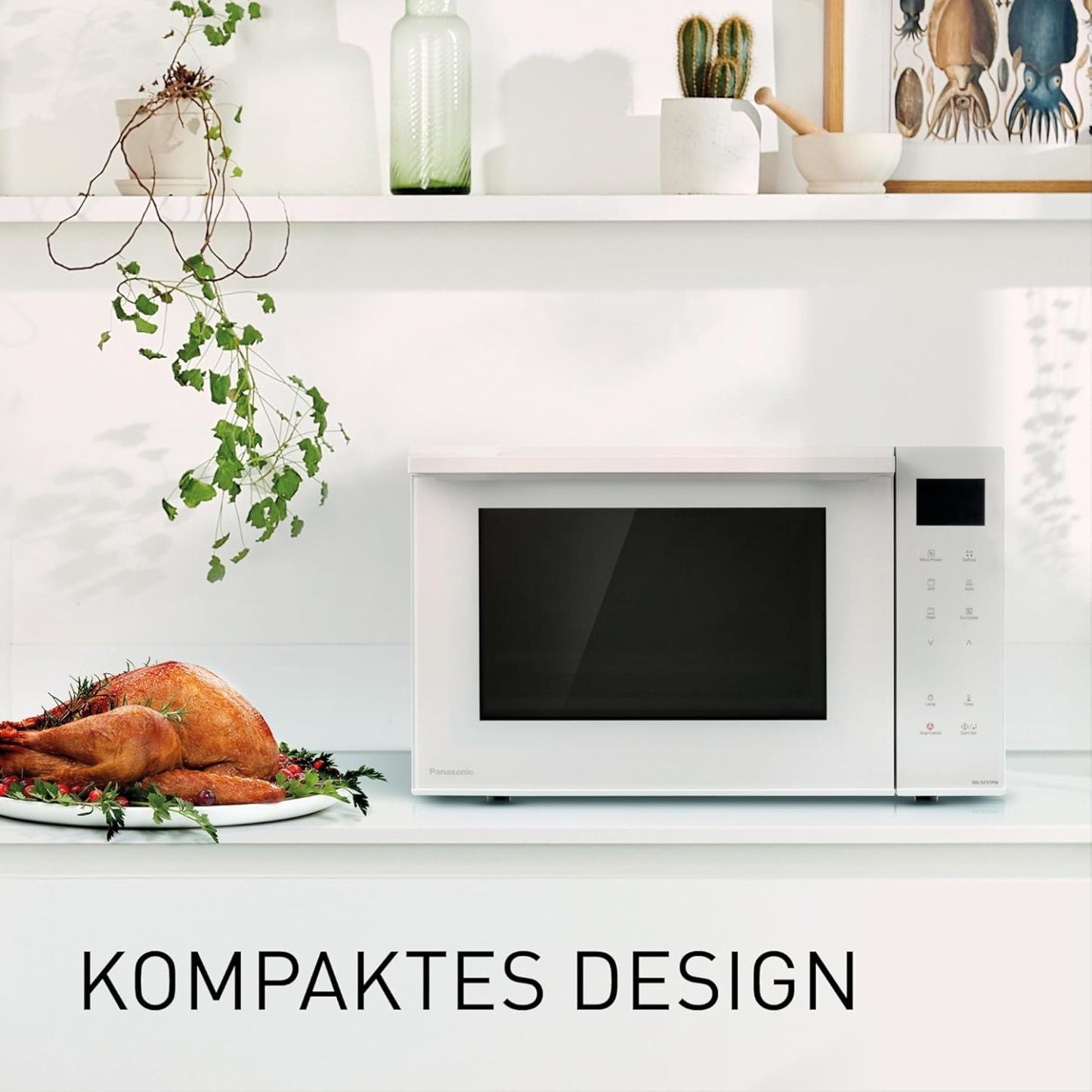 Panasonic NN-DF38PBEPG Kombi-Mikrowelle & Grill, 1000 W, 23 l, Inverter-Tech, Eco Kombi Modus, Flachbett, 16 Auto-Programme & Auftau-Modi, emailliertes Blech, Gitterrost, leichte Reinigung, Schwarz