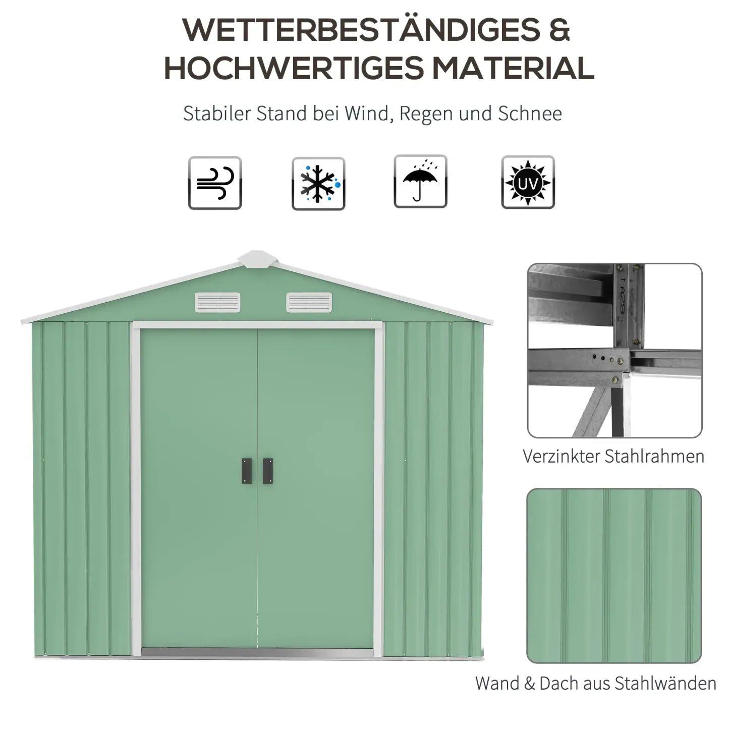 Outsunny Geräteschuppen mit Schiebetüren und Belüftung