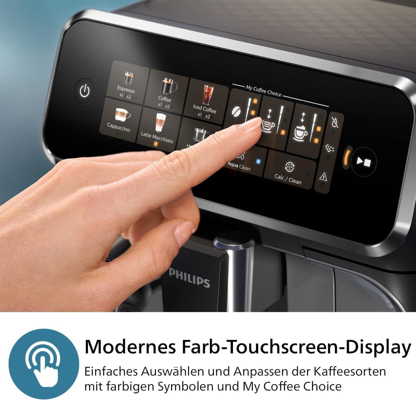 Philips Serie 2200 Kaffeevollautomat – Klassischer Milchaufschumer, Intuitives Touchdisplay, mattes Schwarz (EP2220/10)