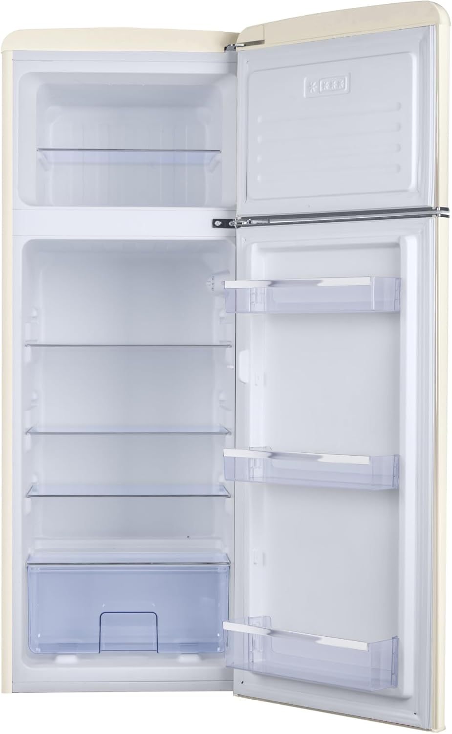 Amica KGC 15632 T Retro Kühl-/Gefrierkombination / Ice Blue (Türkis) / 144cm (H) x 55cm (B) x 62cm (T) / Retro-Design / Kühlschrank mit Gefrierfach