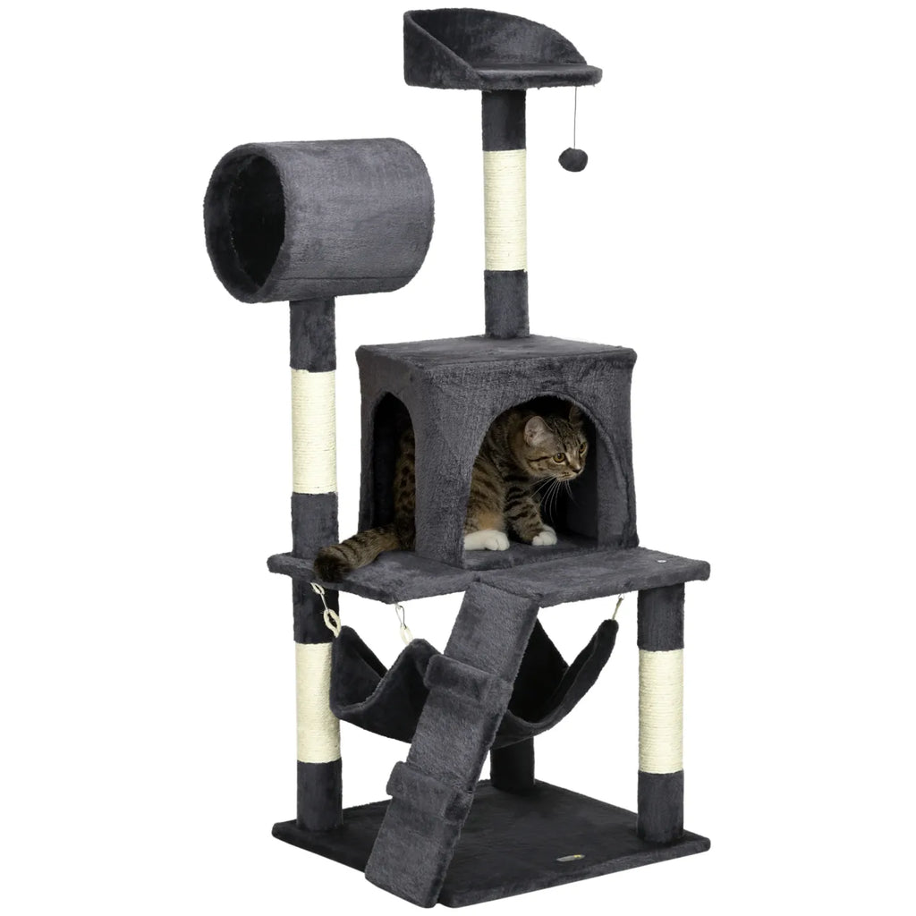 PawHut Kratzbaum Katzenmöbel mit Katzenhaus Hängematte Spielzeug