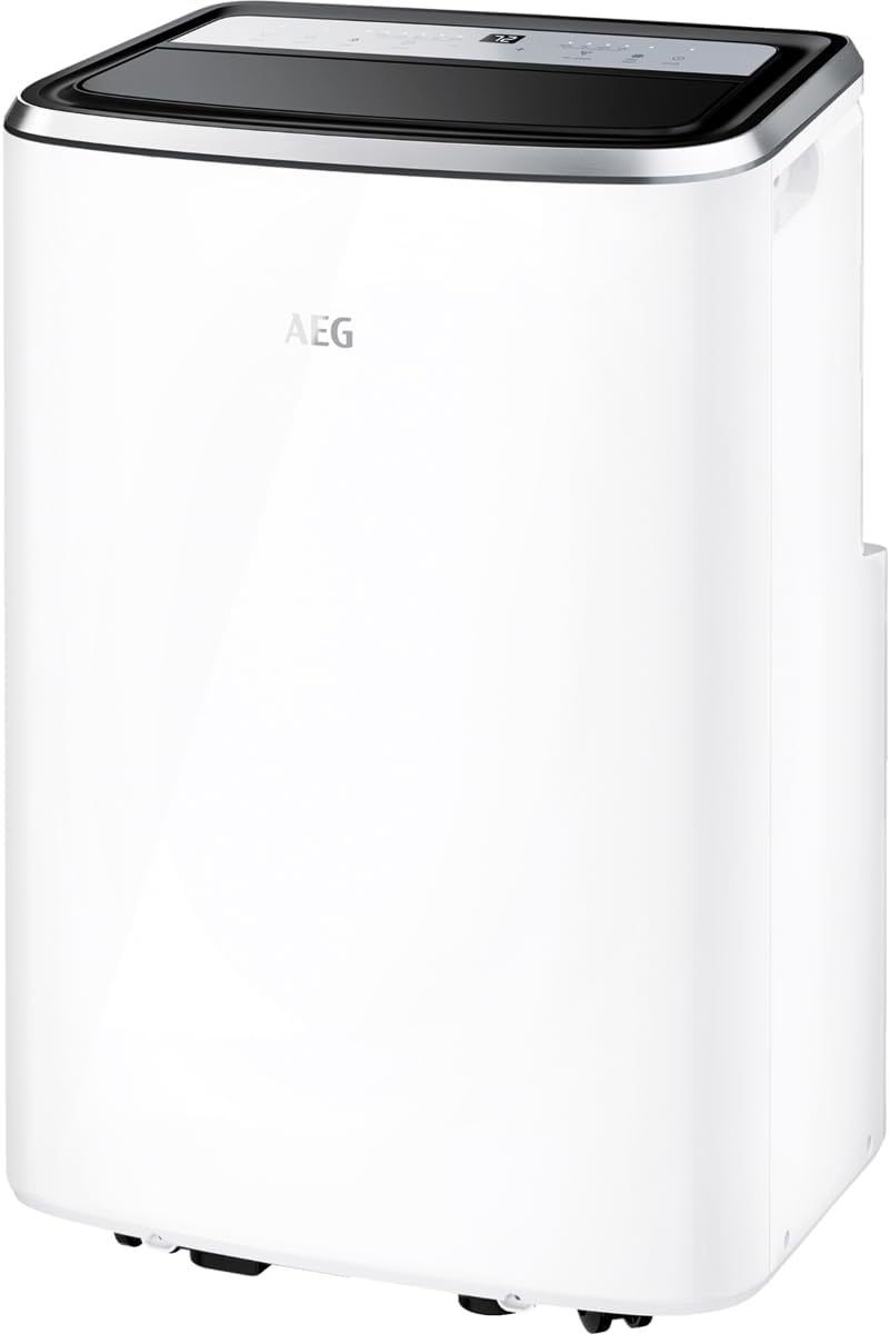 AEG Chillflex Pro AXP26U338CW mobile Klimaanlage / LED Display / Touch-Buttons / Fernbedienung / 30-40 m² / Kühlfunktion / Ventilator / Entfeuchtungsfunktion / Automatik / weiß/silber/schwarz
