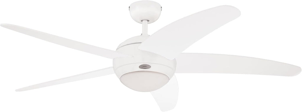132 cm Deckenventilator Bendan 72220 mit Einzelleuchte und fünf Flügeln, Ausführung in seidenmattem Chrom mit Opalmilchglas